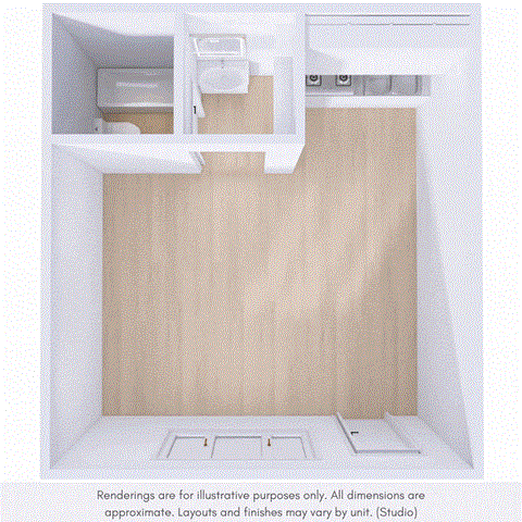 Floor plan for studio, 1 bath, 650 sqft